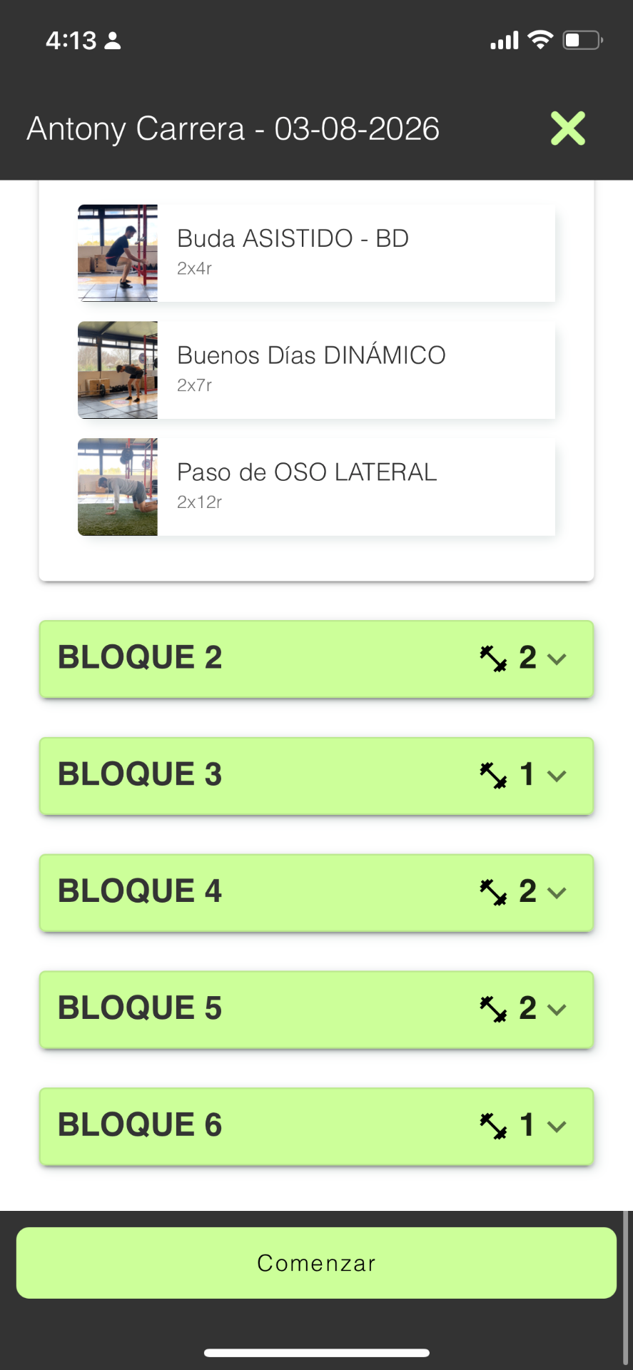 Builder Pro — Bloques y “Comenzar”